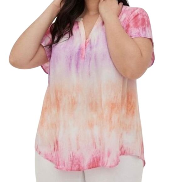 Torrid Pastel Ombré Tie Dye V-Neck Top Women’s Size 24/26 - Picture 1 of 10